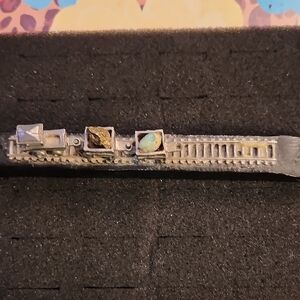 Silver Tone Geometric Br